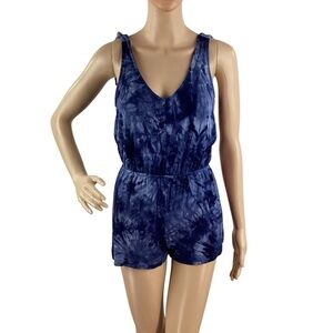 Sky and Sparrow Blue Tie-Dye Tie-Strap Romper XS